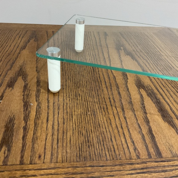 Contemporary Multipurpose Table Riser Glass Shelf with detachable white legs - Picture 3 of 6